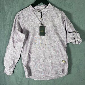 Dennison Linen Kurta Full Sleeve shirt 38 S NWT purple plum white unisex